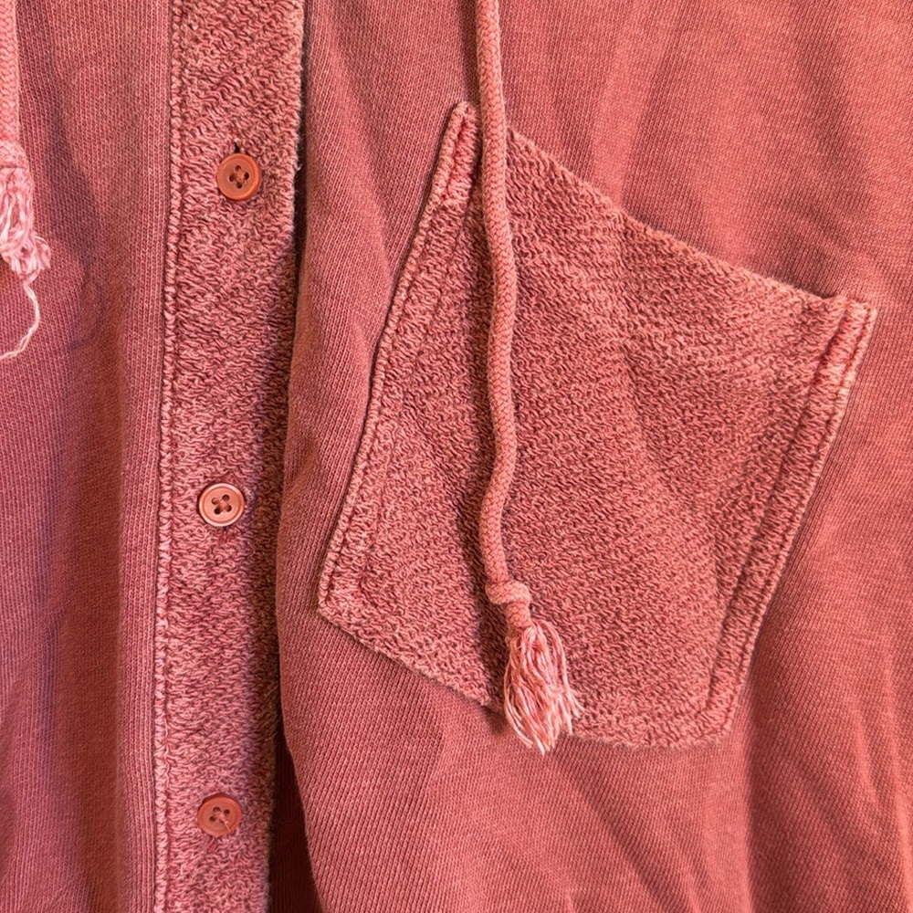 American Eagle Cropped Oversized Button-Up Hoodie Faded Pink/Red Size Large - Picture 4 of 11